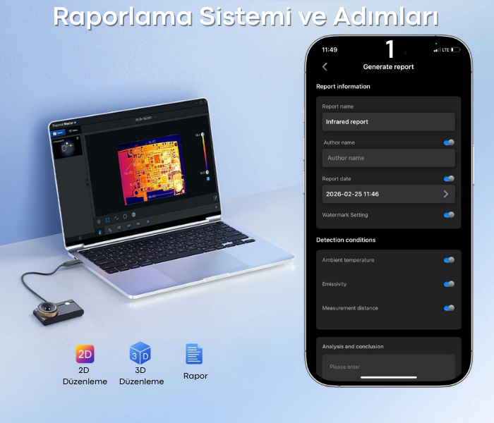 Thermal Master P3 Akıllı Telefonlar İçin Mobil Termal Kamera Raporlama Özelliği