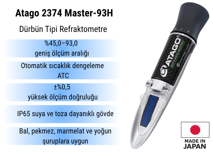 Atago 2374 Master-93H Dürbün Tipi Refraktometre Özellikleri
