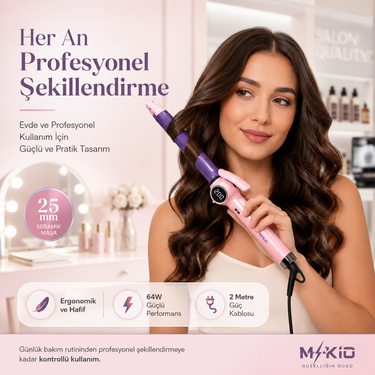 MKİO saç maşası evde ve profesyonel kullanım