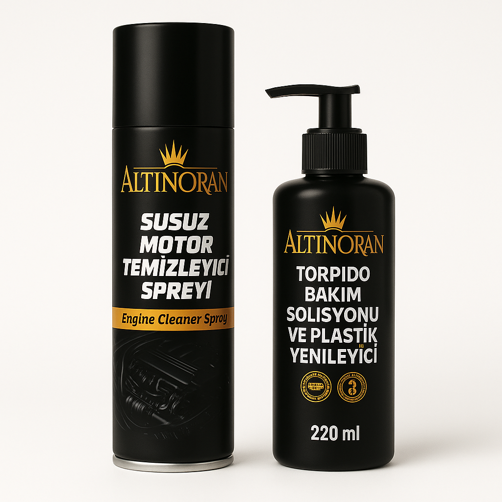 Altınoran Susuz Motor Temizleyici Sprey 500ml ve Plastik Yenileyici 200ml set içeriği