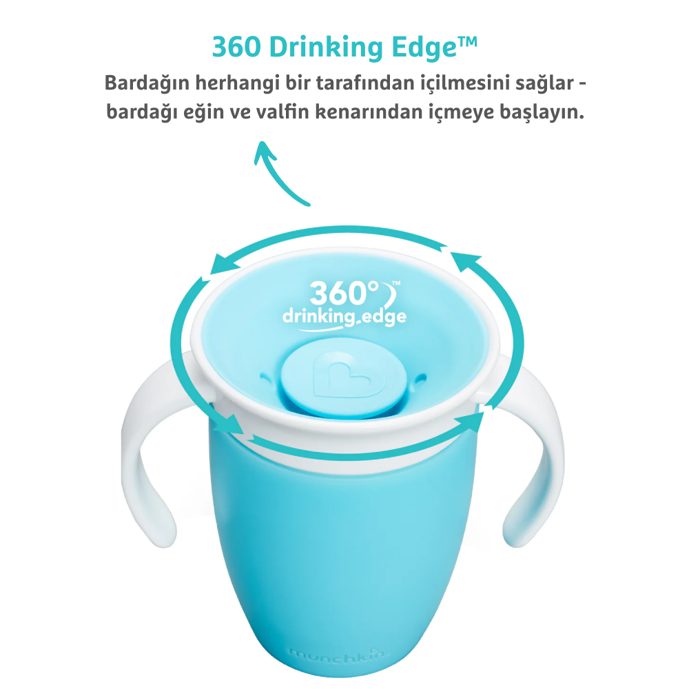 Munchkin Mucize 360° Alıştırma Bardağı, 6AY+, 207ML, Mavi, 1 Adet görsel