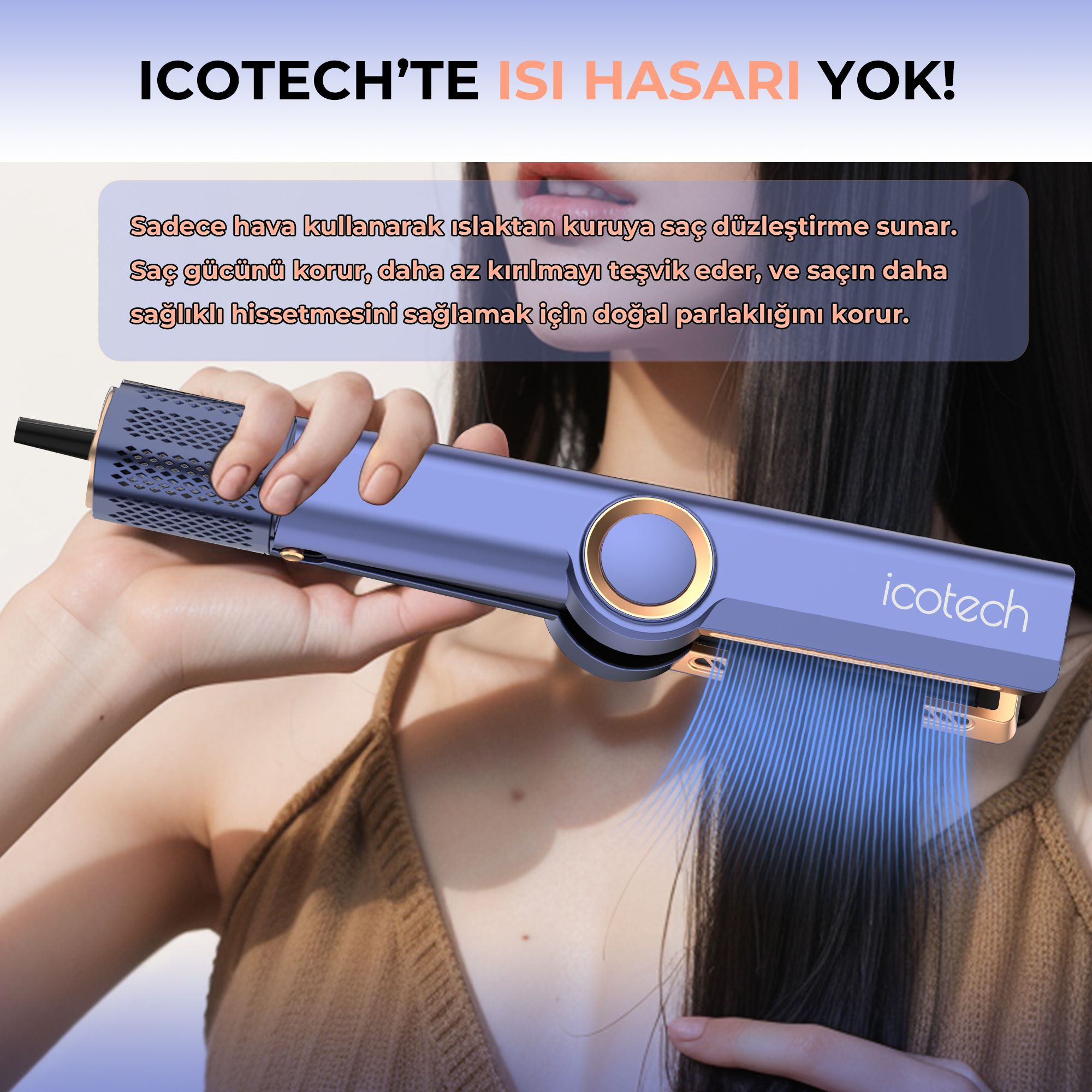 Icotech Hs50 Pro Airflow Saç Düzleştirici - Mavi