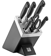 Zwilling kendinden bilenen bıçak bloğu, 7 parça, siyah, dört yıldız