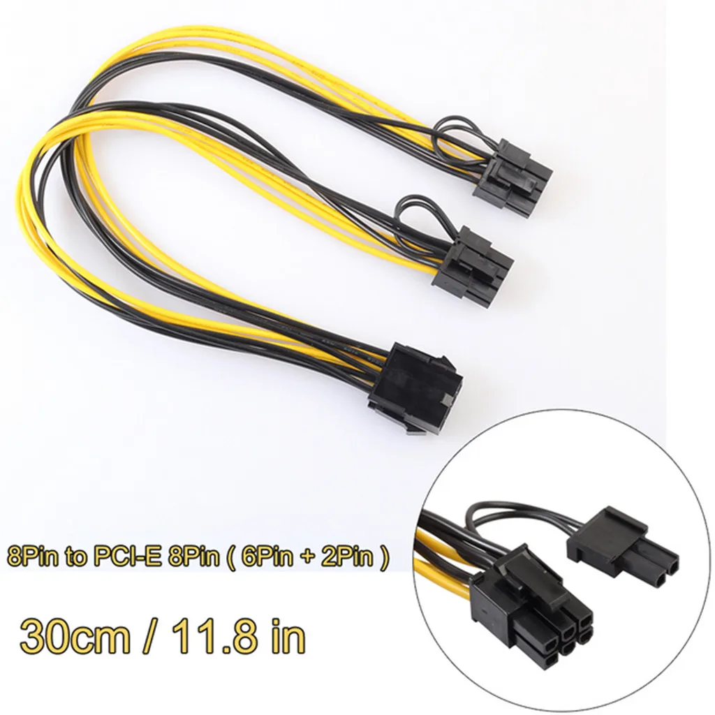 8 Pin Female to Dual 2x 8 Pin (6+2) Female PCI Express Power Adapter Cable for Graphics Video Card 30cm