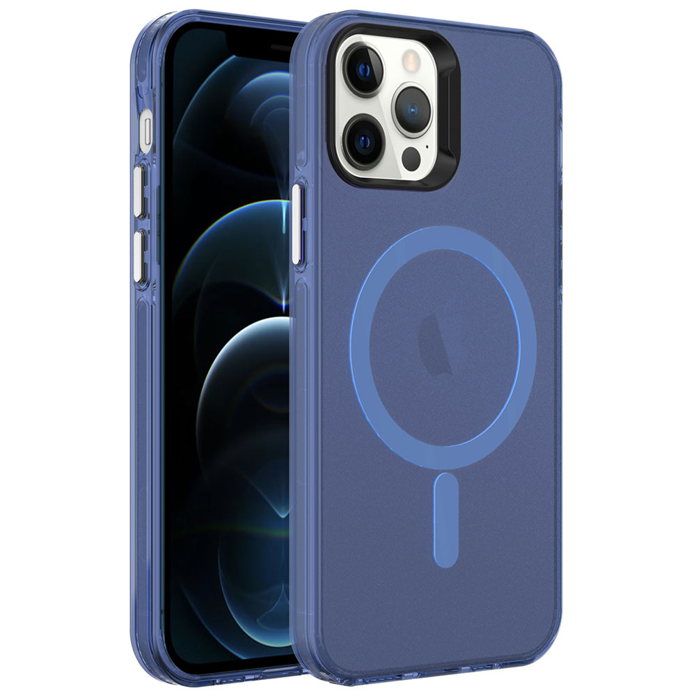 Apple iPhone 12 Pro Max Kılıf Zore M-safe Şarj Özellikli Buzlu Transparan C-Pro Sert Kapak - 3