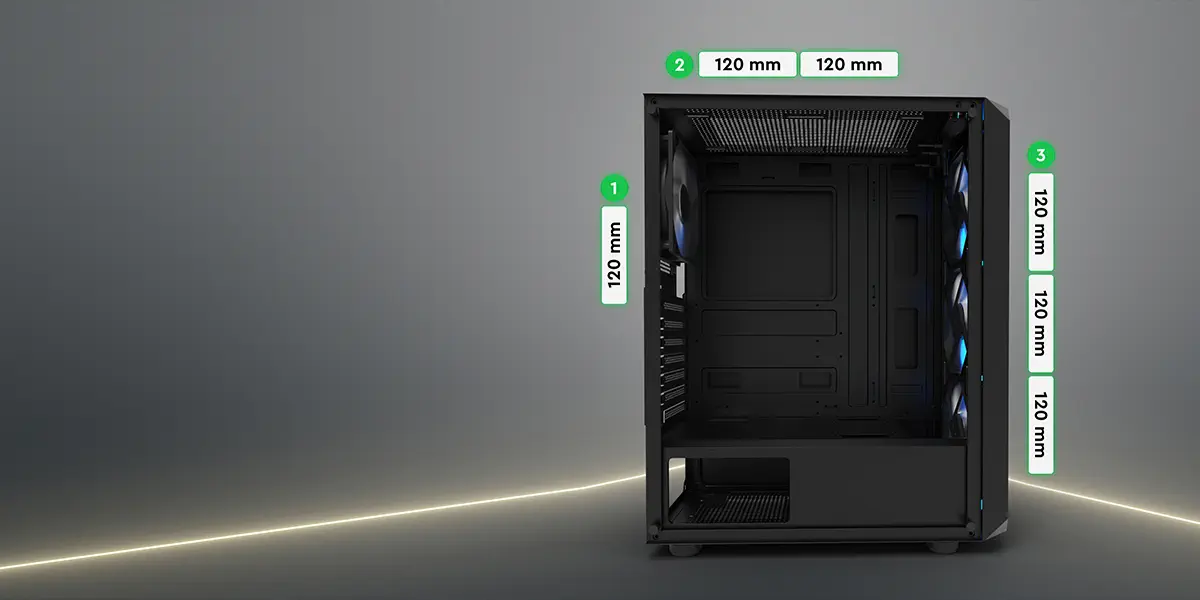 GamePower Aura 4*120mm Siyah Fan A-RGB Şerit Led 550W 80+ Bronze Power Supply Gaming Kasa