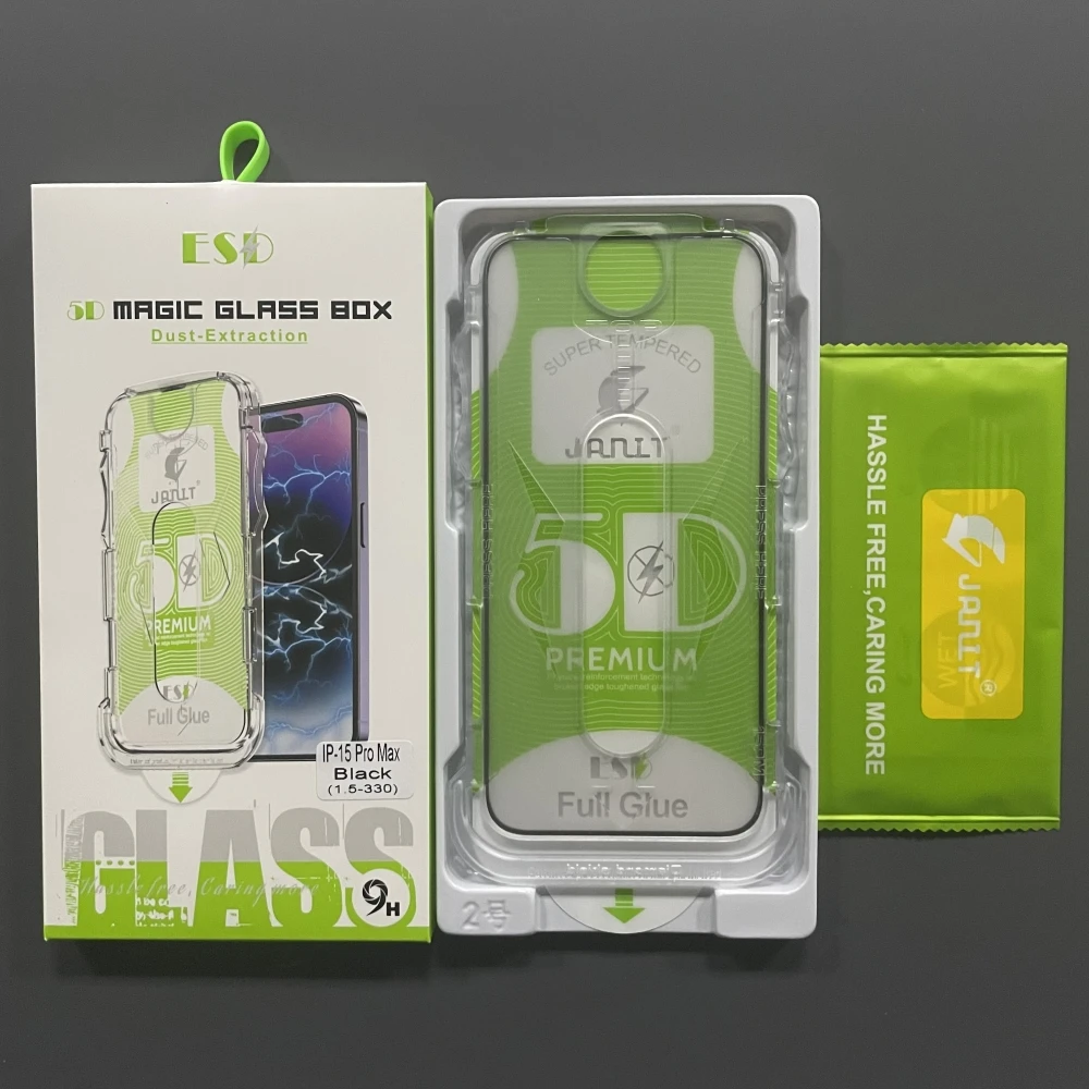 En iyi kalite OEM 5D Janit esd sihirli kutu cam ekran koruyucu kurulum aracı samsung s24 için iPhone 15 Pro Max