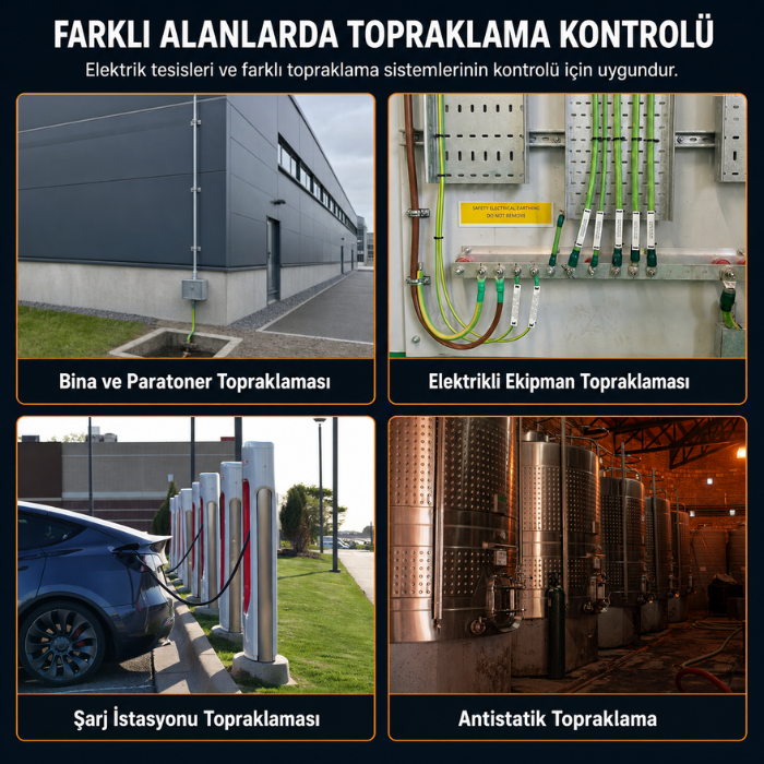 Victor 4105A ile bina, paratoner ve ekipman topraklama kontrolü