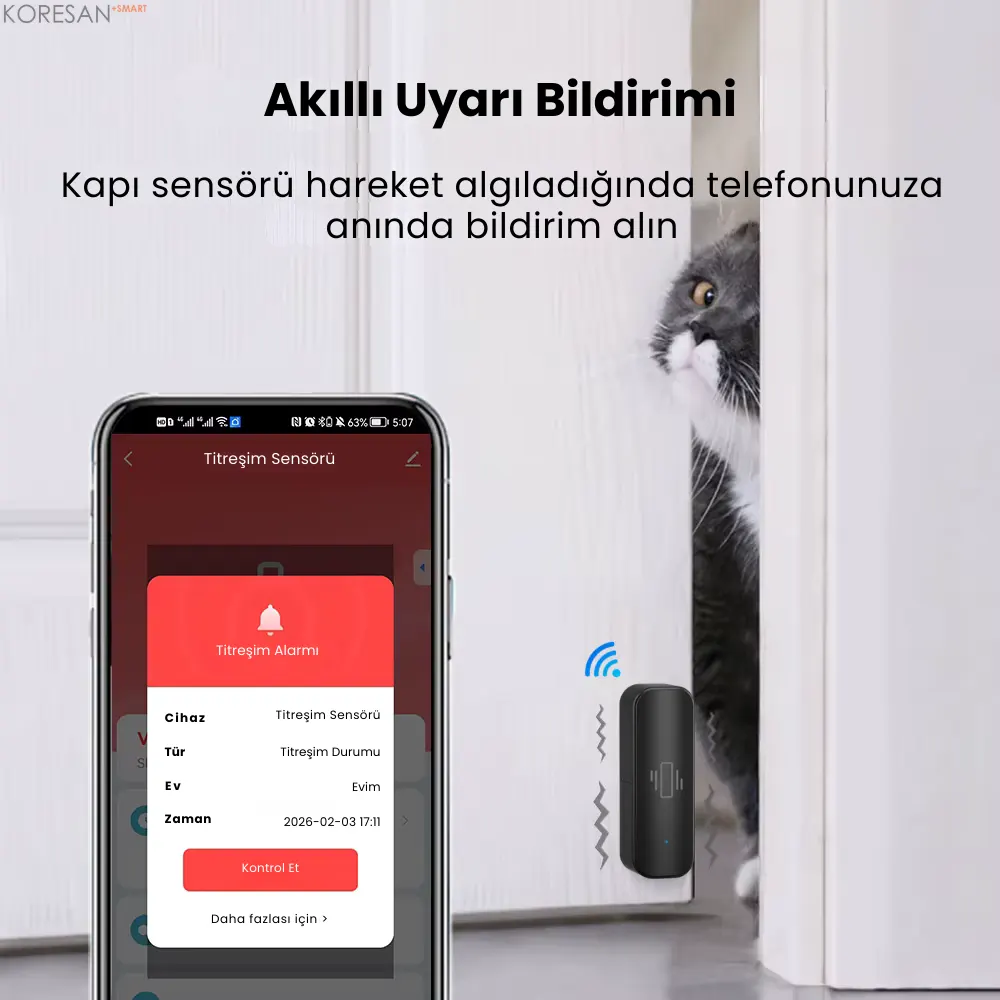 KT102 Tuya WiFi Titreşim Sensörü