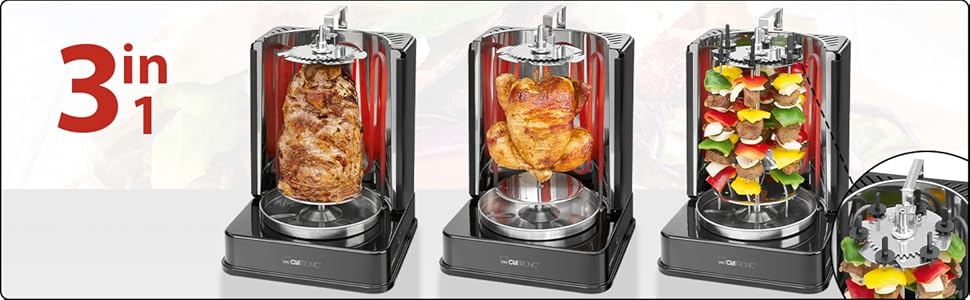 Clatronic Vertikal Multigrill Döner Kebab Gyros Hähnchen Fleischspieß Schaschlik