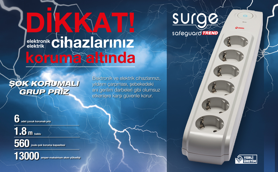 Surge Priz-Akım Koruma-Şok Koruma-Trend Priz