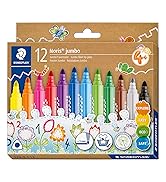 STAEDTLER Küçük Çocuklar için Keçe Kalemler - Noris Jumbo Renklendirici İşaretleyiciler -12 Çeşitli Renklerde, 328-B C12
