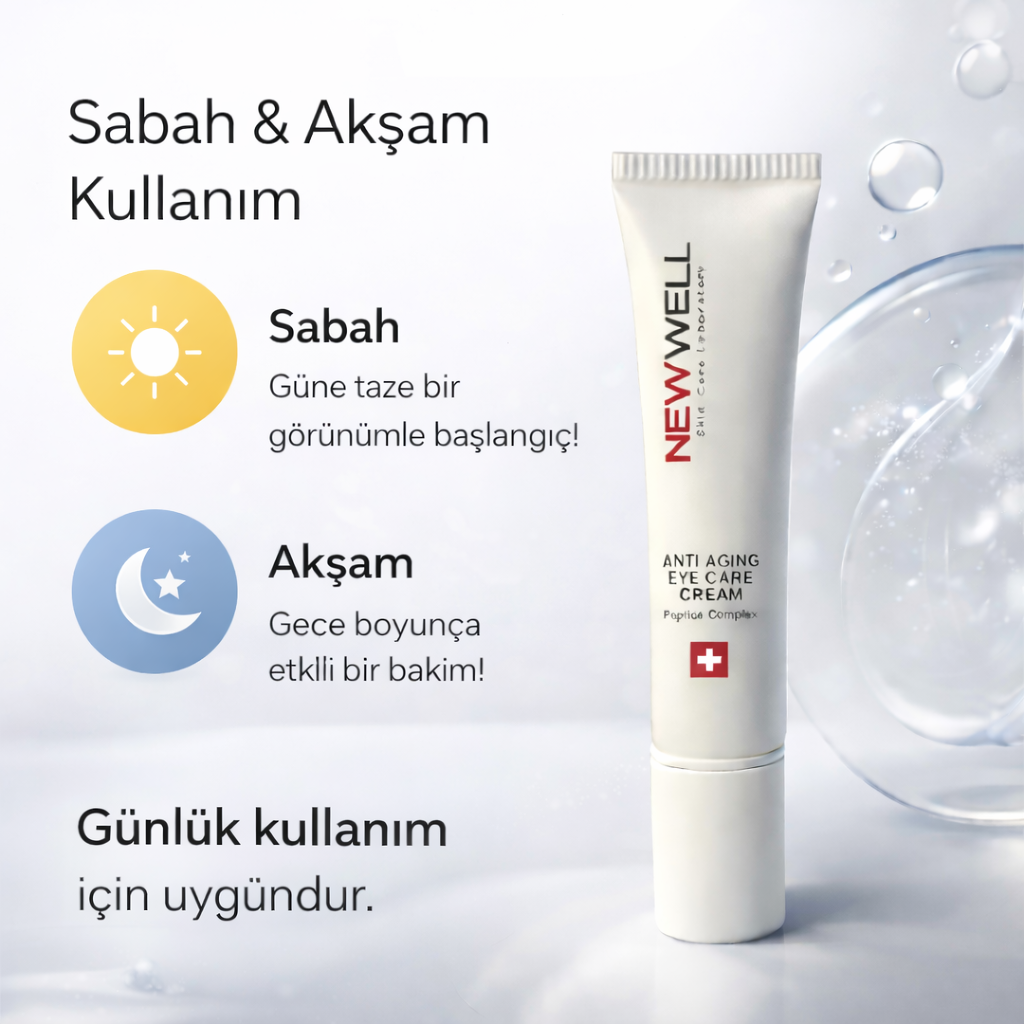 NEWWELL göz kremi arka etiket ve kullanım bilgisi
