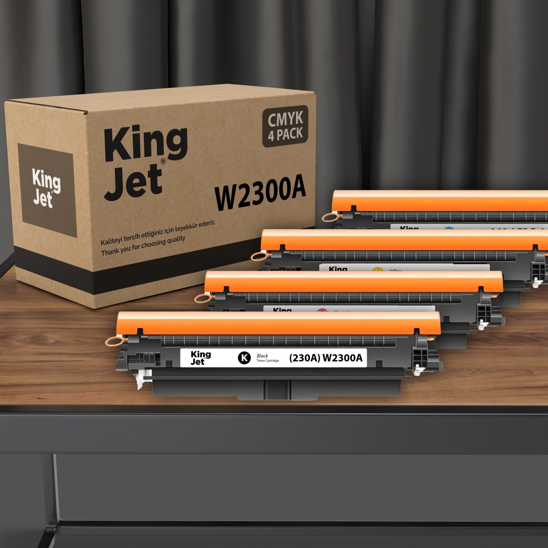 KingJET W2300A Uyumlu Çipli Standart Kapasiteli 4 Renk Takım Toner Seti