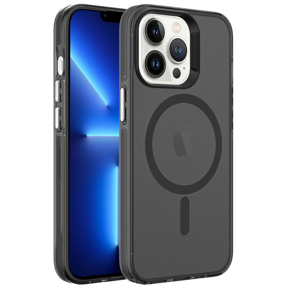 Apple iPhone 13 Pro Max Kılıf Zore M-safe Şarj Özellikli Buzlu Transparan C-Pro Sert Kapak - 6
