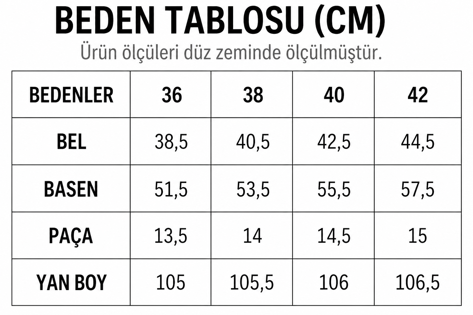 Beden Tablosu