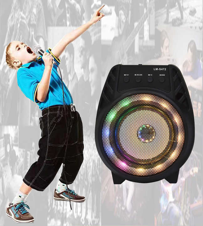 Sıcak satış LM-S472 USB çalar BT taşınabilir hoparlör kaliteli açık Karaoke 4 inç kablosuz hoparlör ile şarj edilebilir pil