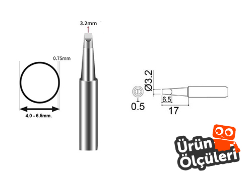 Bakon 900 M-T-3.2D Lehimleme Havya Ucu Ölçüleri