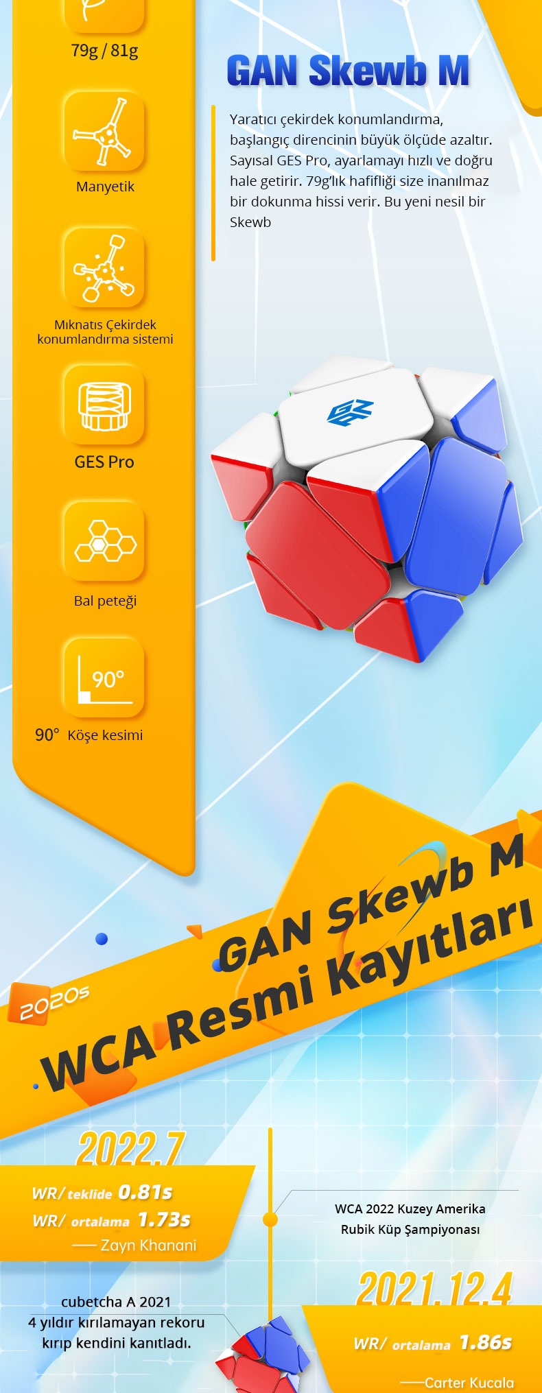 Gan Skewb 8 Mıknatıs, Manyetik Hız Küpü Ges Pro 90° Köşe Fiyatı