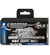 STAEDTLER 372 C6 Pigment Arts Yumuşak Fırça Kalem - Çeşitli Gri Renkler (6'lı Paket)