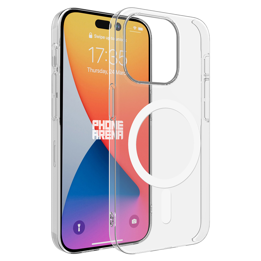 Apple iPhone 15 Pro Kılıf Zore M-safe Şarj Özellikli Şeffaf Tek Kamera Çerçeveli Porto Kapak - 1