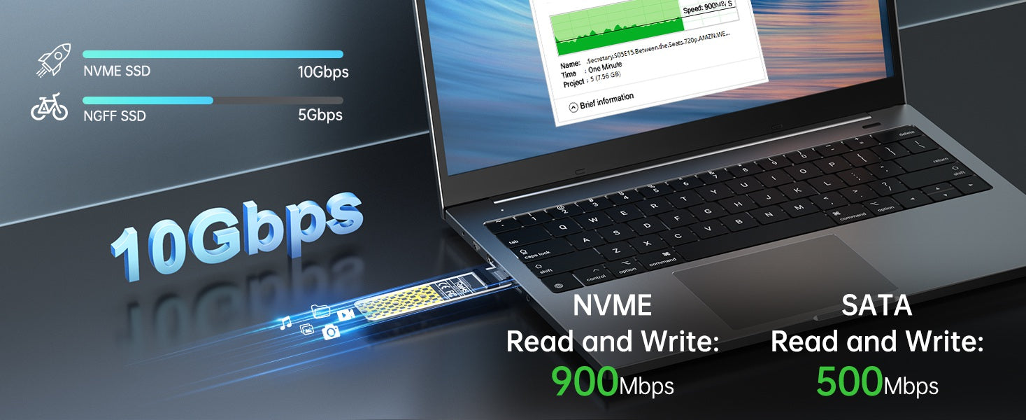 M Key ve B+M Key için ACASIS NVME/SATA M.2 - USB 3.1 Gen 2 SSD Okuyucu