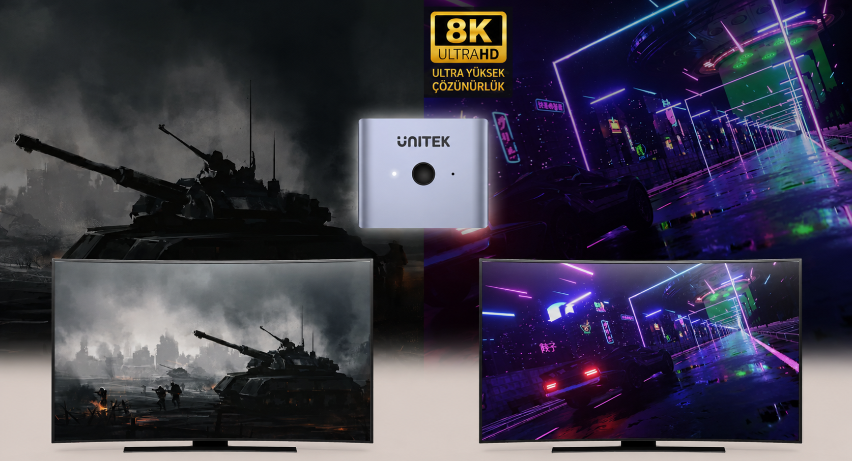 Unitek 8K DisplayPort Çift Yönlü Switch