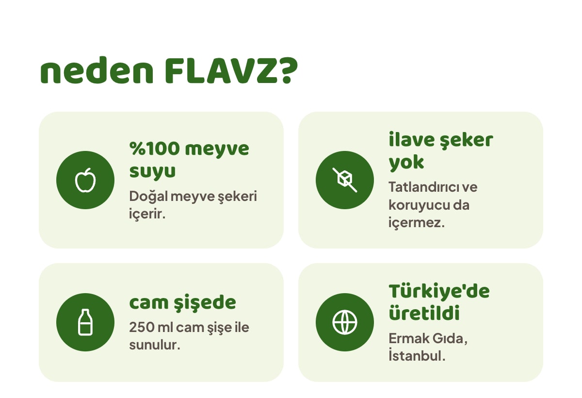 FLAVZ %100 Elma Suyu 250 ml bilgi görseli 2