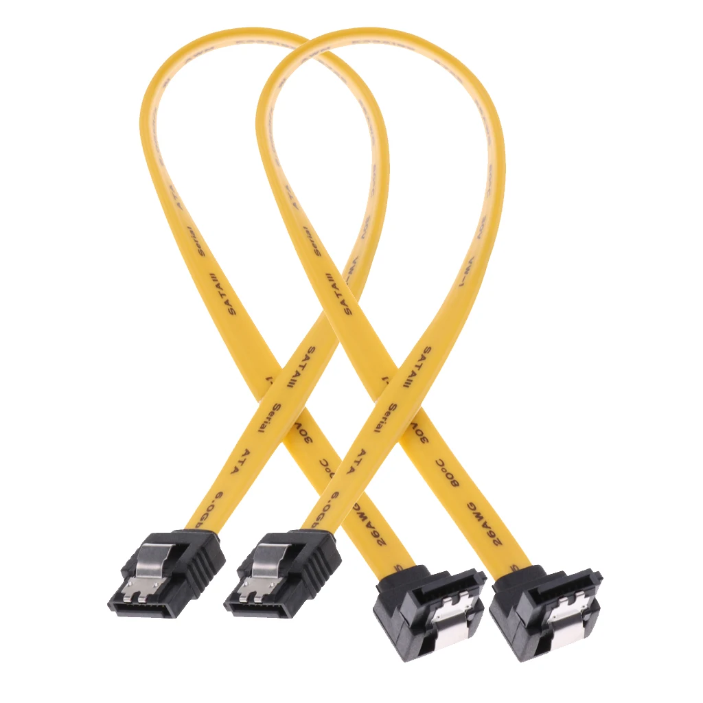 2x SATA III Data Drive Cable 6.0Gbps With Locking Latch 11.8inch/30cm 90Degree
