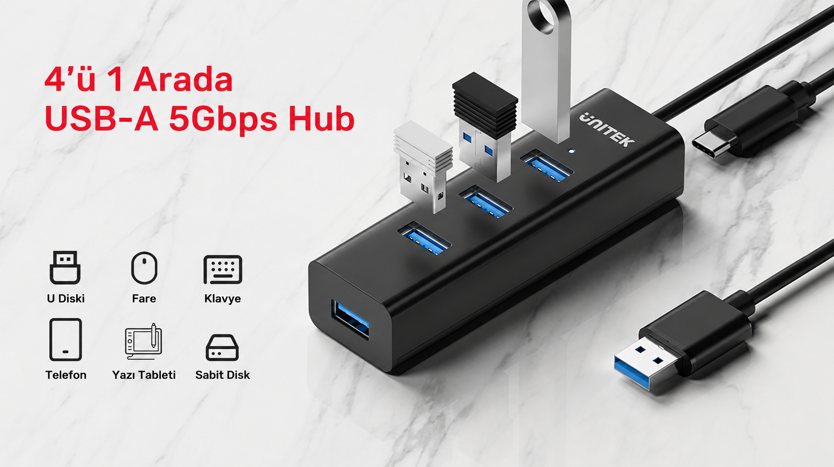 Unitek 4-in-1 USB-A 5Gbps Hu
