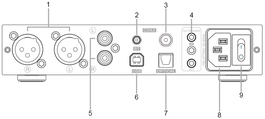 Topping DX5 II: arka panel şeması