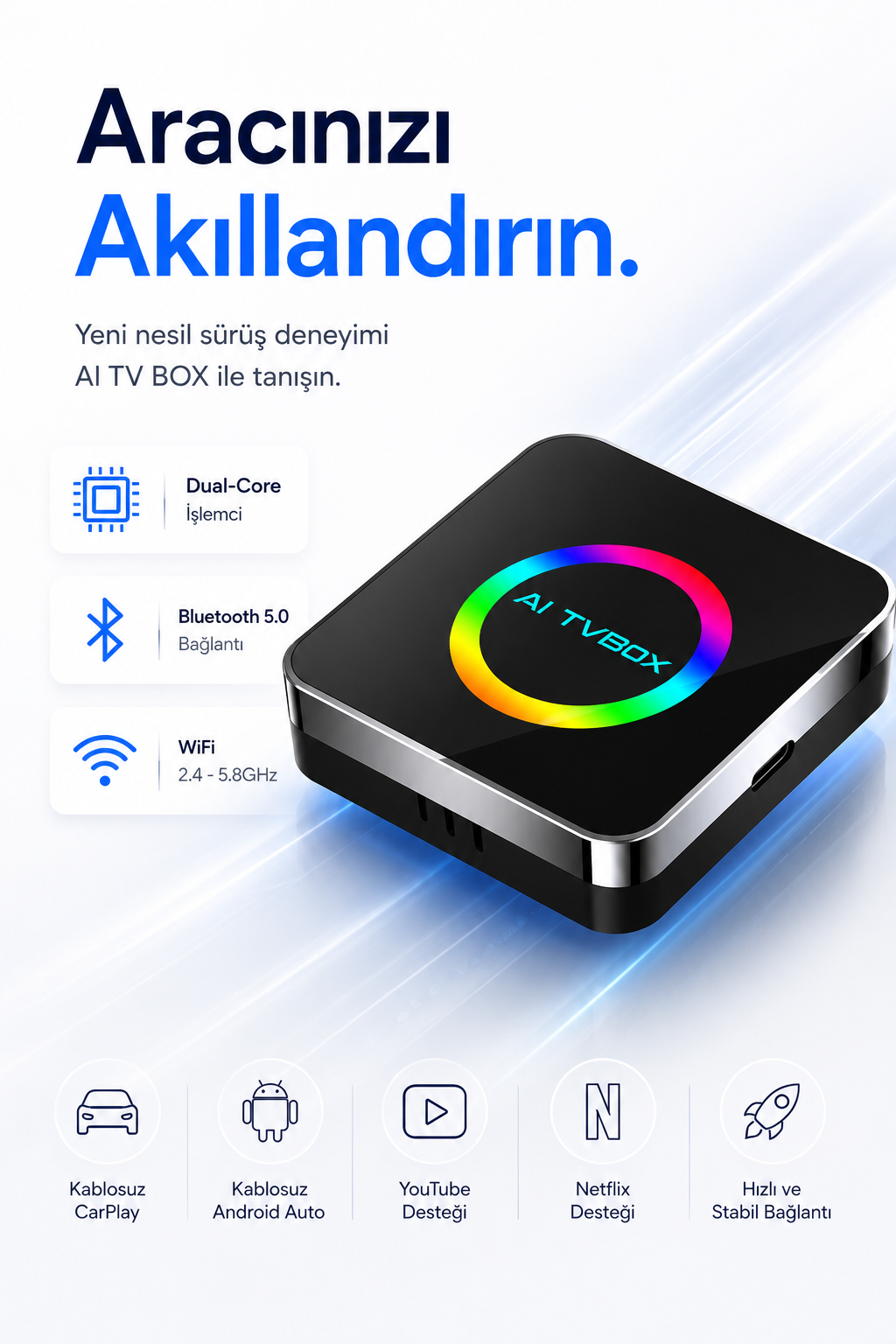 Yeni Nesil Araç Carplay ve Android Auto Aı Box | 4GB+64GB Fiyatı