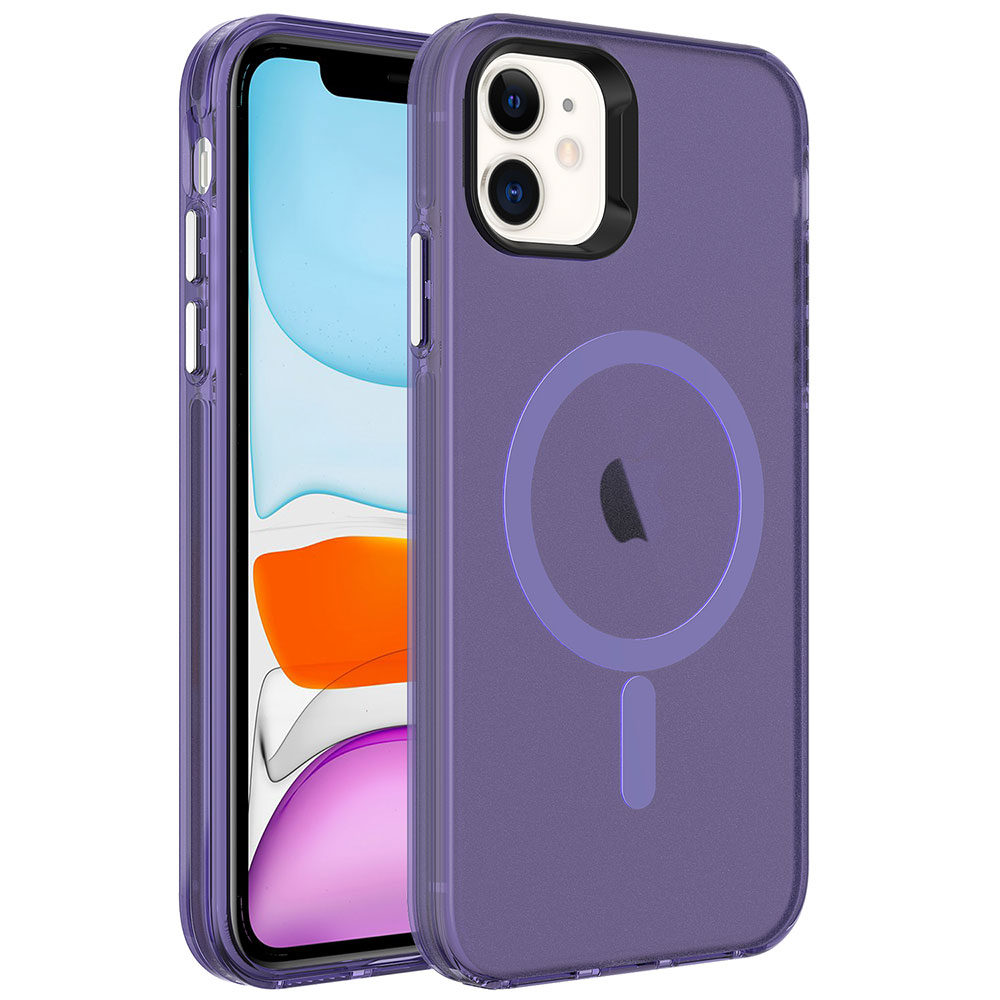 Apple iPhone 11 Kılıf Zore M-safe Şarj Özellikli Buzlu Transparan C-Pro Sert Kapak - 2