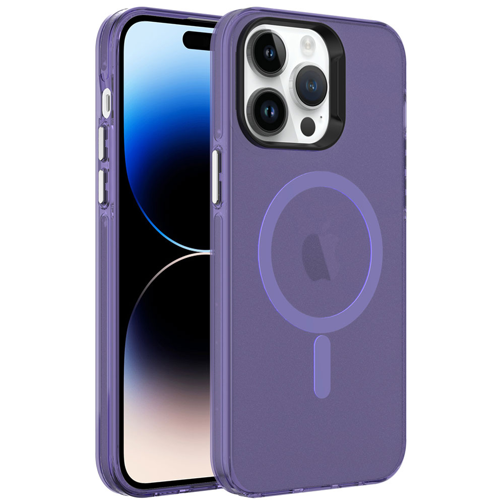 Apple iPhone 14 Pro Max Kılıf Zore M-safe Şarj Özellikli Buzlu Transparan C-Pro Sert Kapak - 1