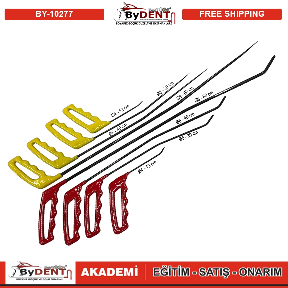 pdr, tools, göçük, düzeltme, kuşak arası, boyasız göçük, boyasız göçük düzeltme, pdr tools, otomalzemeal, bydent, göçük düzeltme ekipmanı,