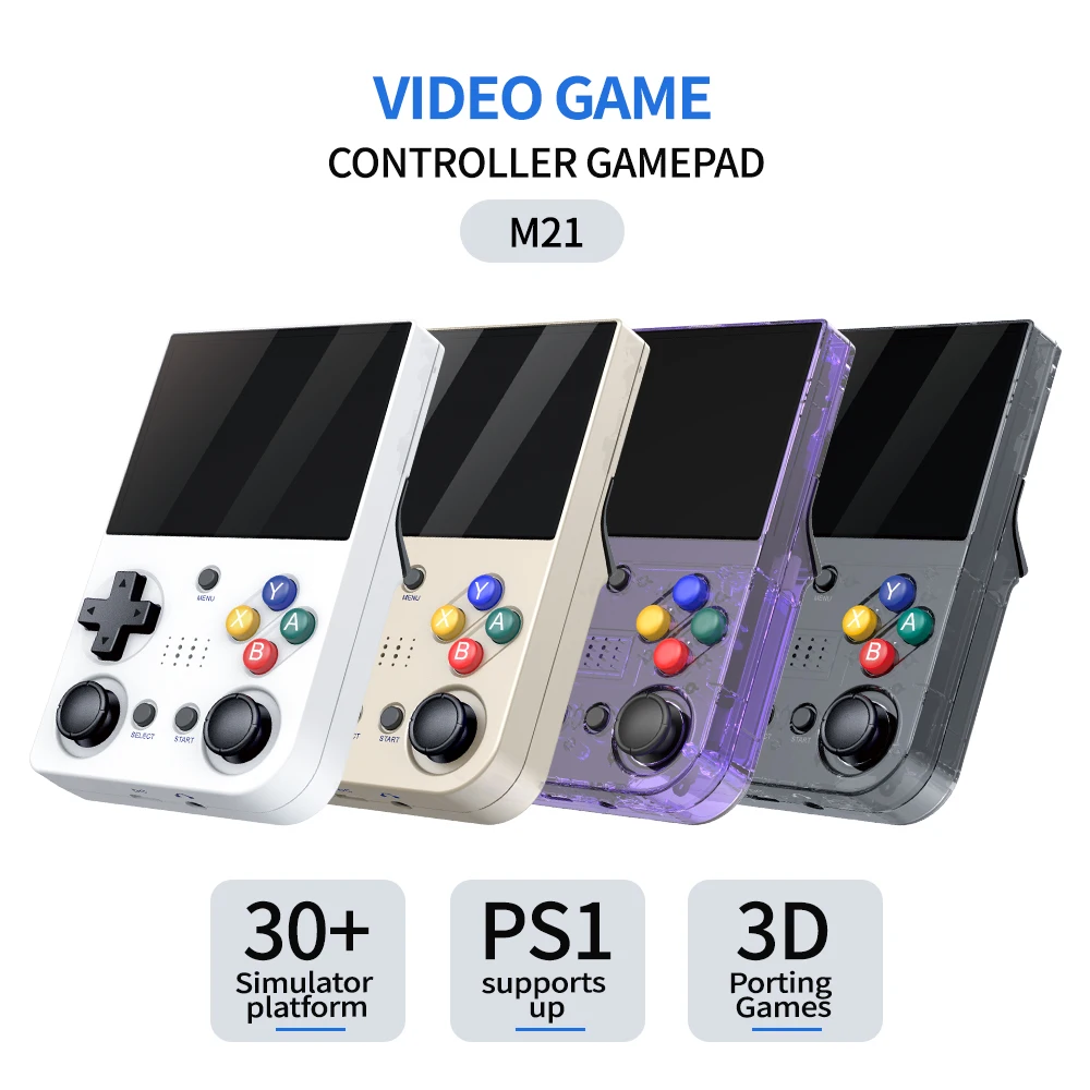 Konsol iyi M21 Retro Video oyunu 64GB el oyun oyuncu Linux sistemi 20000 + klasik oyunlar taşınabilir Video oyun makinesi