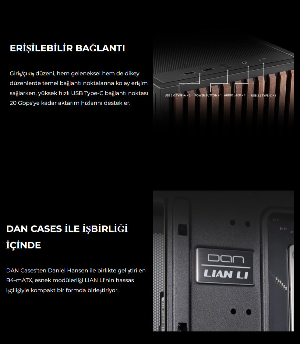 Lian Li B4 Ahşap Beyaz mATX Kasa 