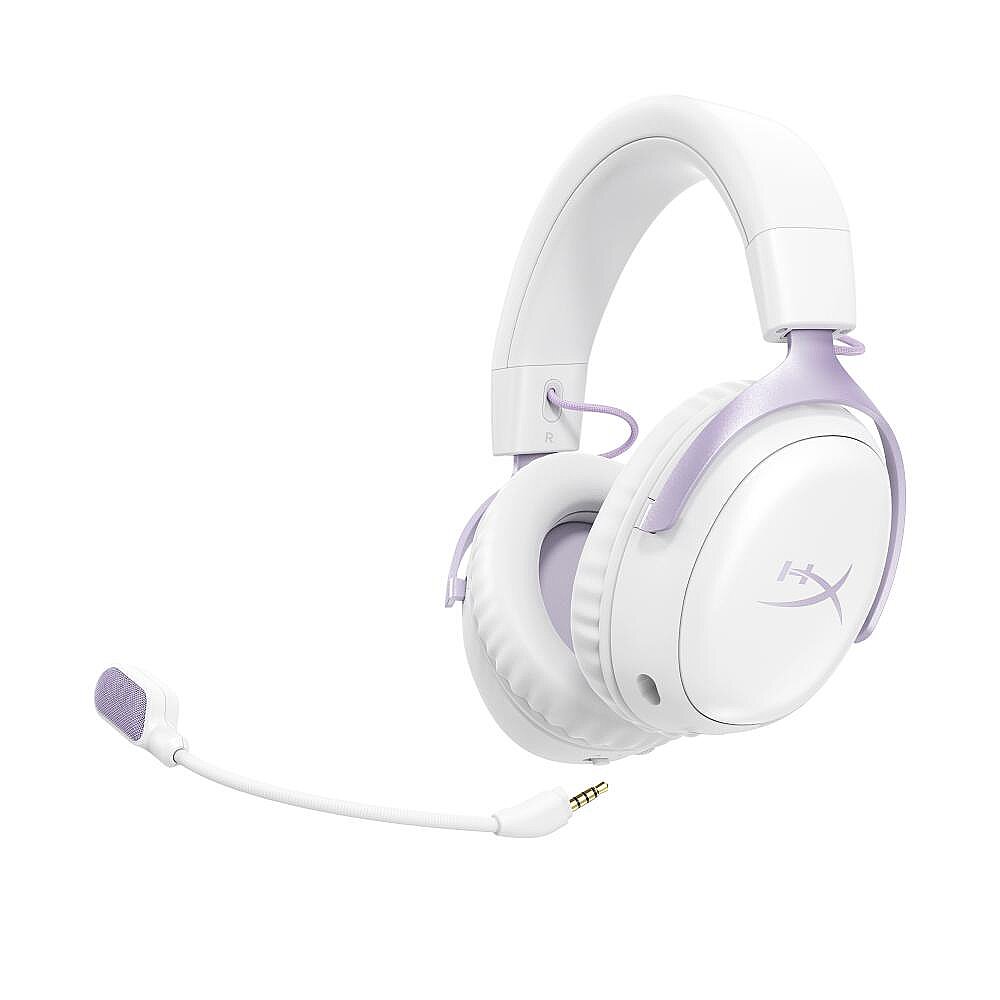 HyperX Cloud III S Wireless beyaz/lavanta kulaklık, yandan görünüm