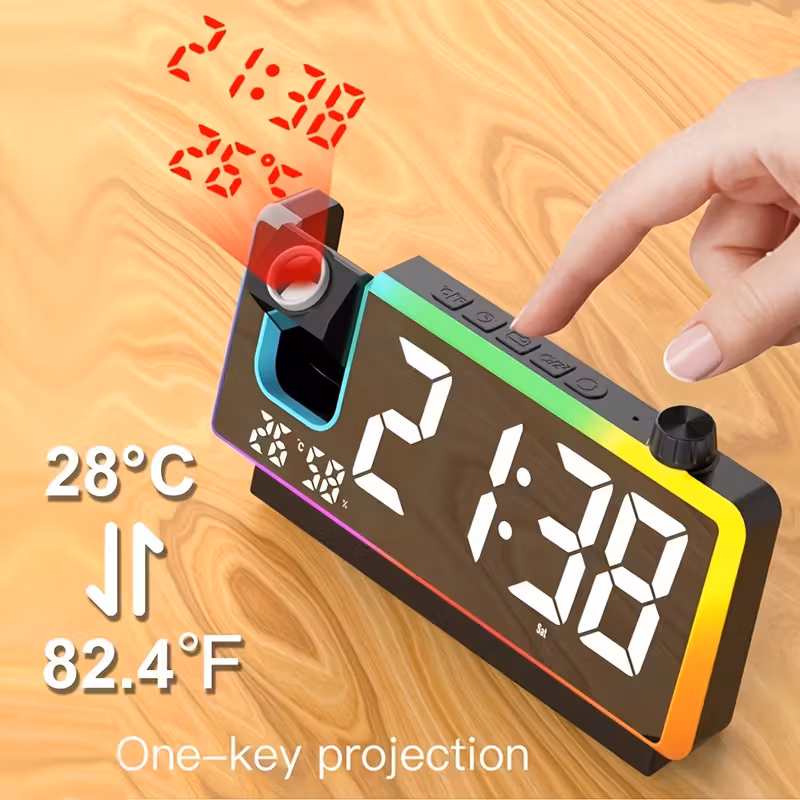 1pc colorful projection clock creative multifunctional led digital alarm clock with usb plug in suitable for room and office decor Product details 8