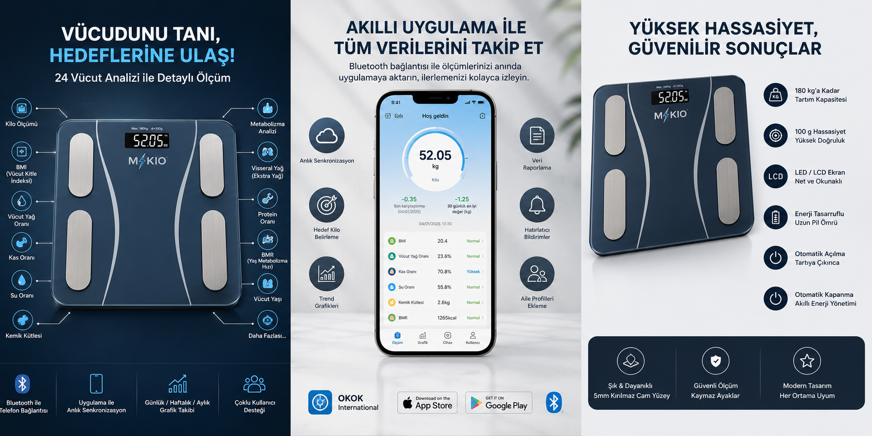 MKİO akıllı baskül teknik ve kullanım özellikleri