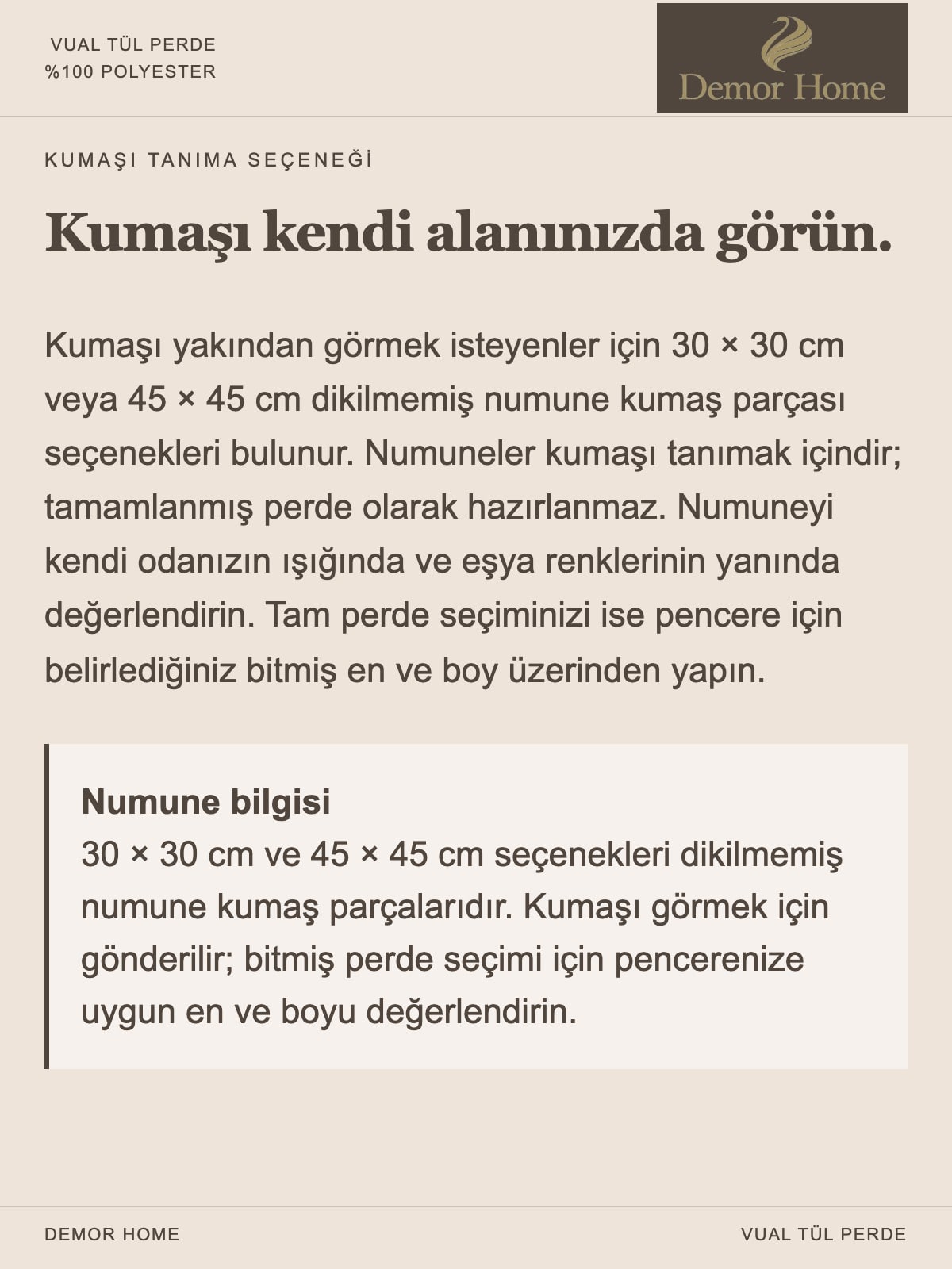 DEMOR HOME vual tül perde: Kumaşı kendi alanınızda görün.