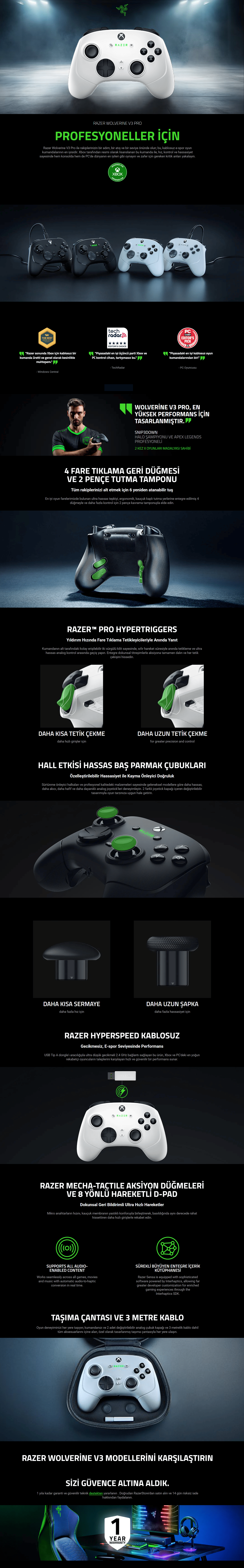 Razer Loading Razer Wolverine V3 Pro Beyaz Kablolu Gamepad Fiyatı