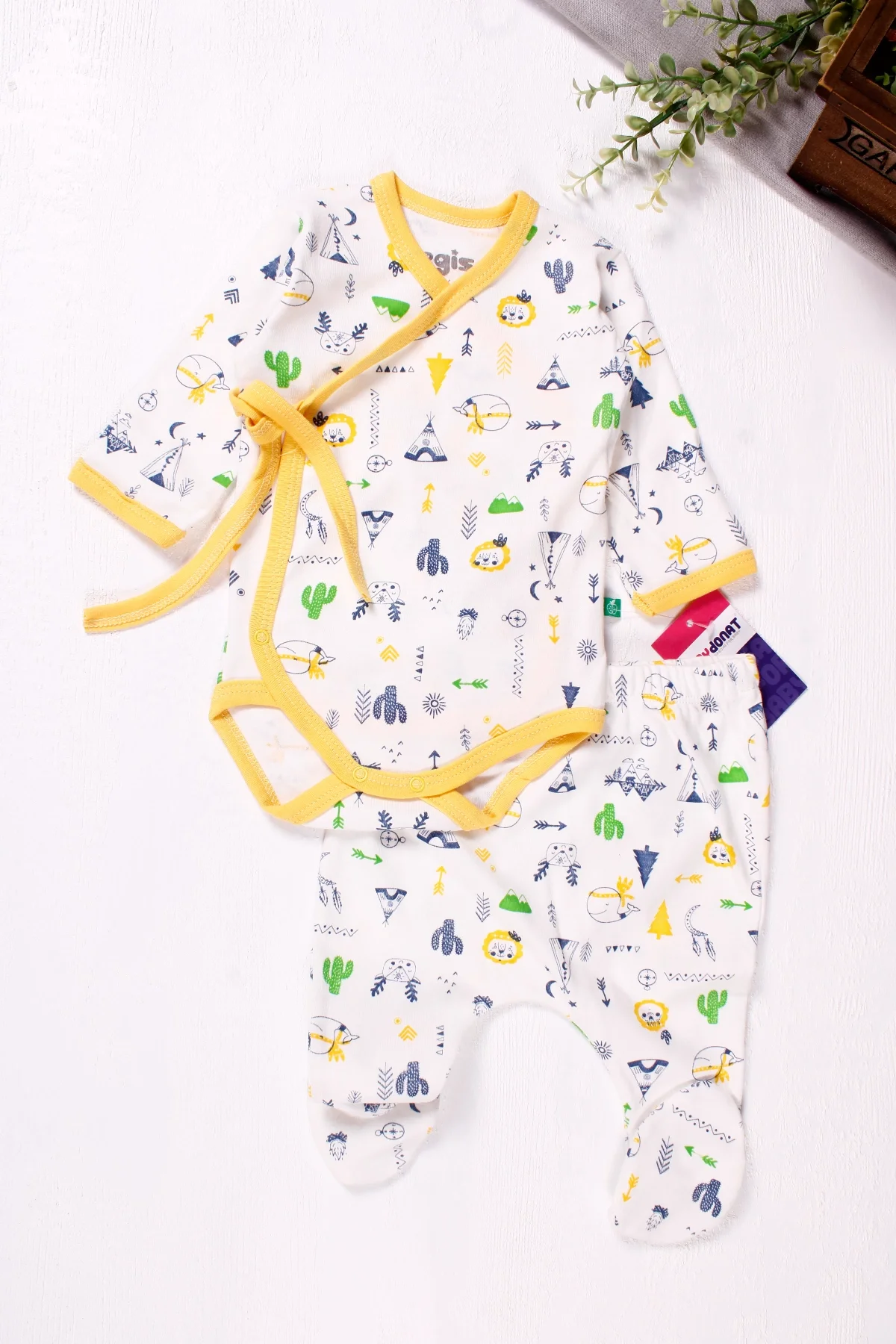 Kruvaze Bağlamalı Camp Desenli 2li Erkek Takım