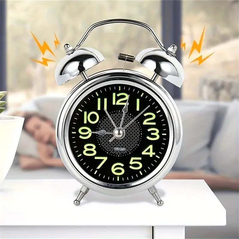 1 adet 4 inç metal süper yüksek sesli alarm saati gece lambası ile, ev dekorasyonu, yatak odası, oturma odası, ofis, gece lambası sessiz alarm saati ağır uyuyanlar/yaşlılar/öğrenciler için uygun, sezon dönüşü, için noel hediyesi ayrıntılar 1