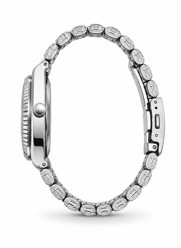 Çift Saati Crest Line Silver Green saatin yandan kasa ve kordon görünümü