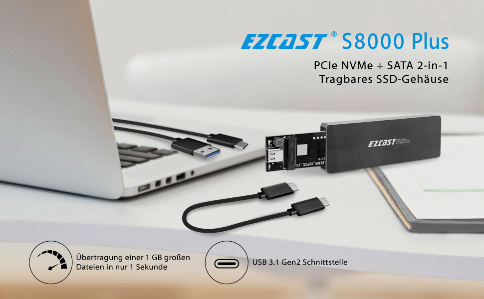 EZCast S8000 Plus Taşınabilir SSD Kasa