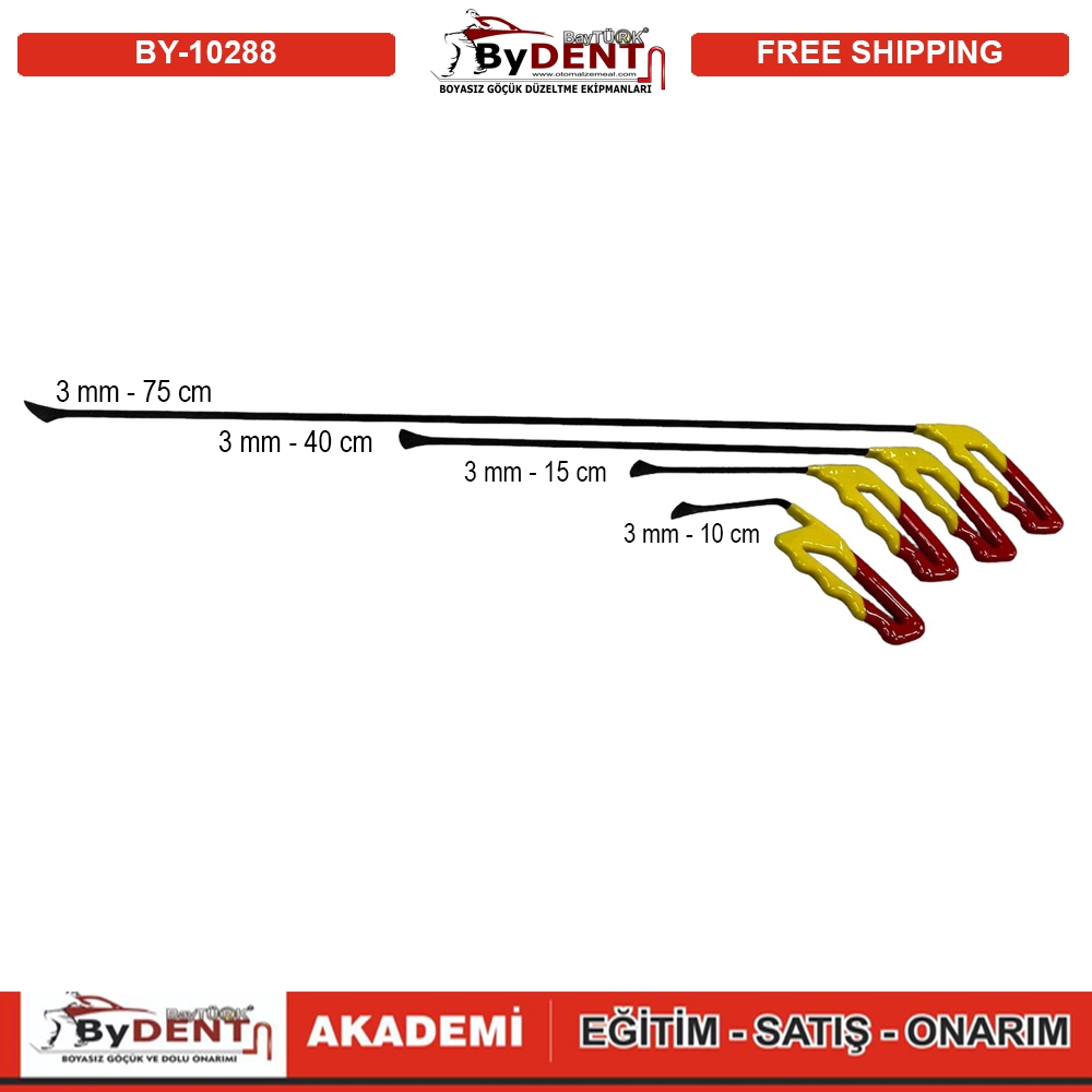 pdr, tools, göçük, düzeltme, kuşak arası, boyasız göçük, boyasız göçük düzeltme, pdr tools, otomalzemeal, bydent, göçük düzeltme ekipmanı,