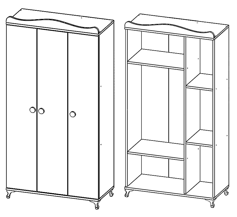 Garaj Home Yıldız 3 Kapaklı Dolap