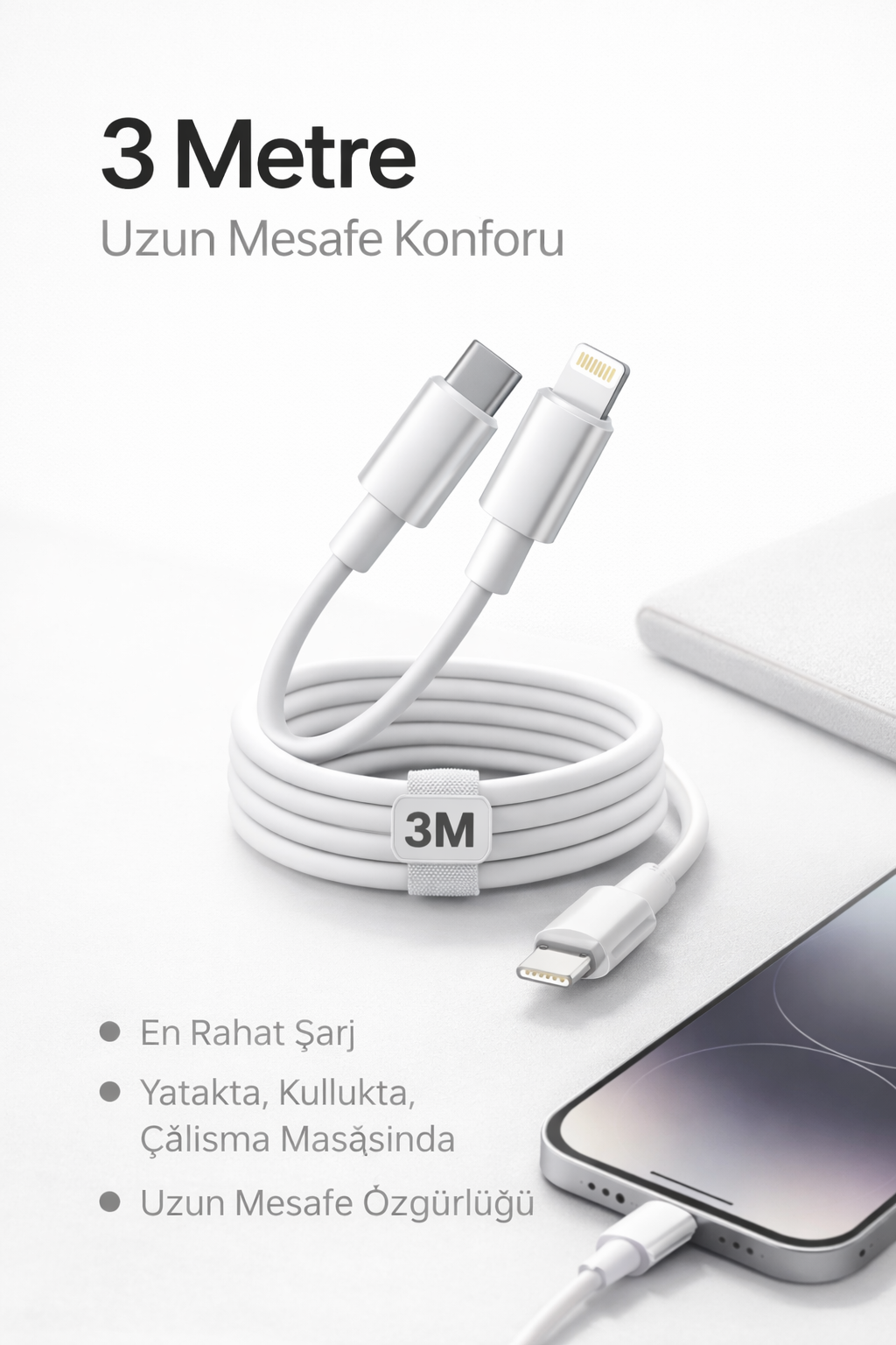 YK Design SX31 PD USB-C to Lightning 3M Kullanım Görseli