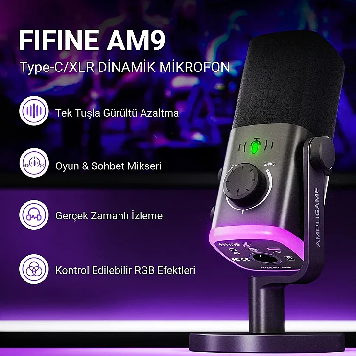 Fifine AM9 Type-C XLR Dinamik Mikrofon